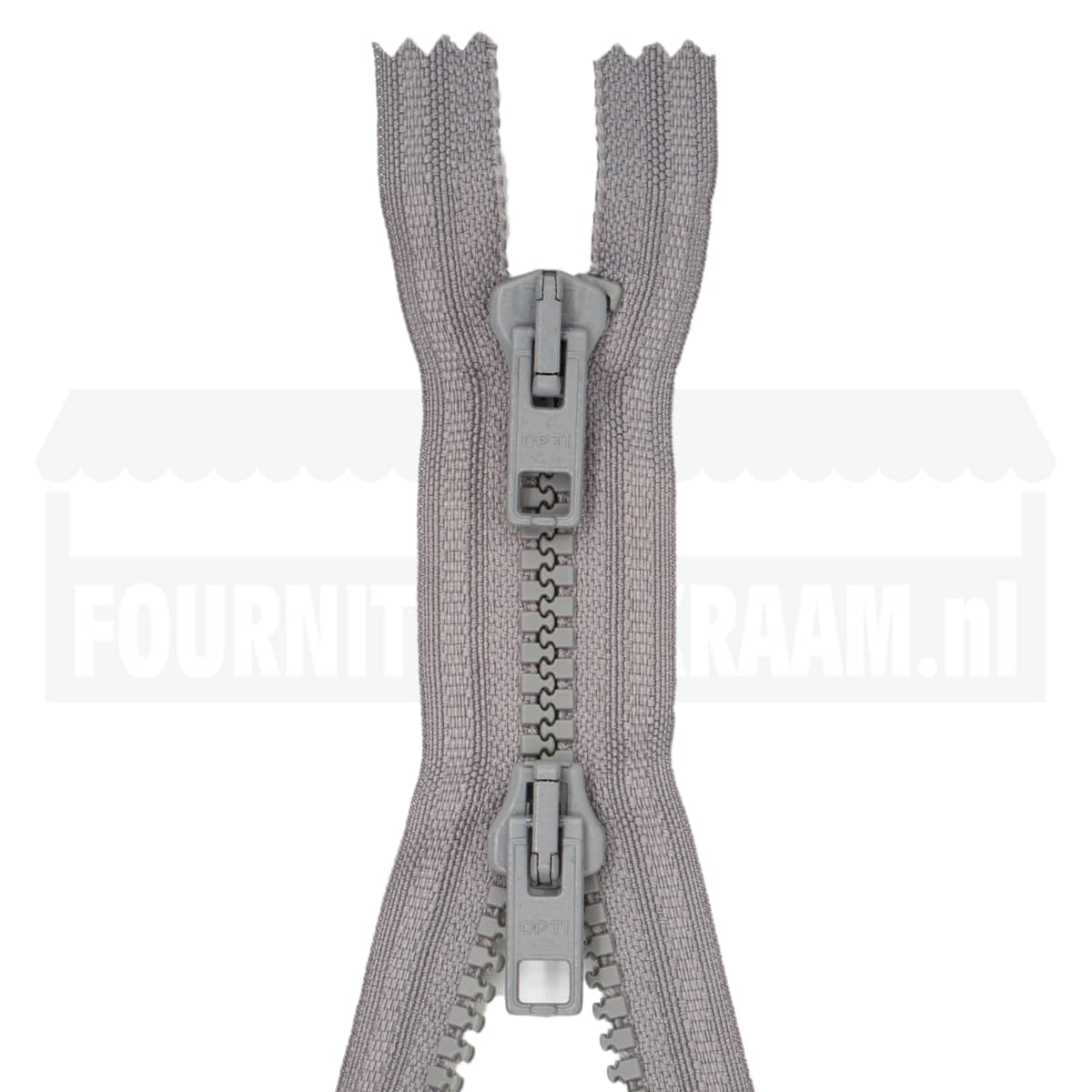 Rits dubbel deelbaar | Opti | plastic P60 | 75 cm | 004 lichtgrijs Dubbel Deelbare Rits OPTI - DD - P60 - 75 - CM - 004 - LICHTGRIJS