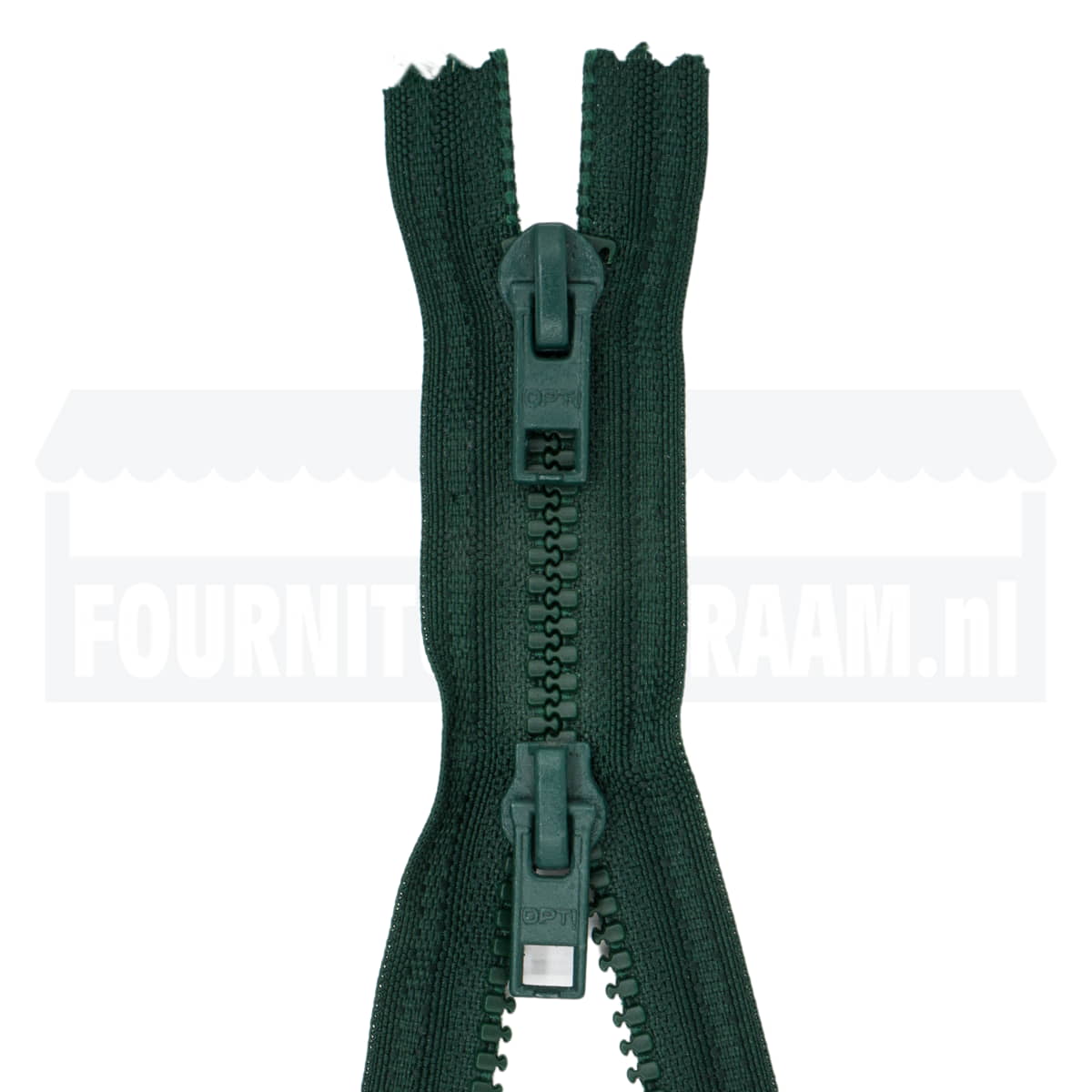 Rits dubbel deelbaar | Opti | plastic P60 | 75 cm | 461 donkergroen Dubbel Deelbare Rits OPTI - DD - P60 - 75 - CM - 461 - DONKERGROEN