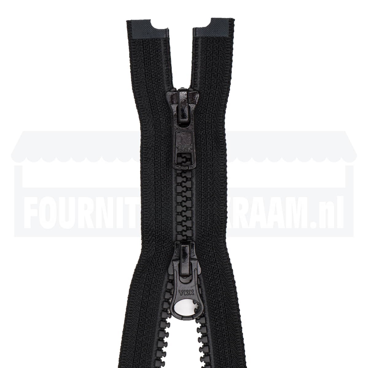 Rits dubbel deelbaar | YKK | plastic 5 | 80 cm | 580 zwart Dubbel Deelbare Rits YKK - DD - 5 - 80CM - 580 - ZWART