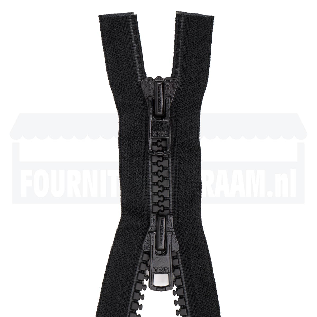 Rits dubbel deelbaar | YKK | plastic 8 | 70 cm | 580 zwart Dubbel Deelbare Rits YKK - DD - 8MM - 70CM - 580 - ZWART