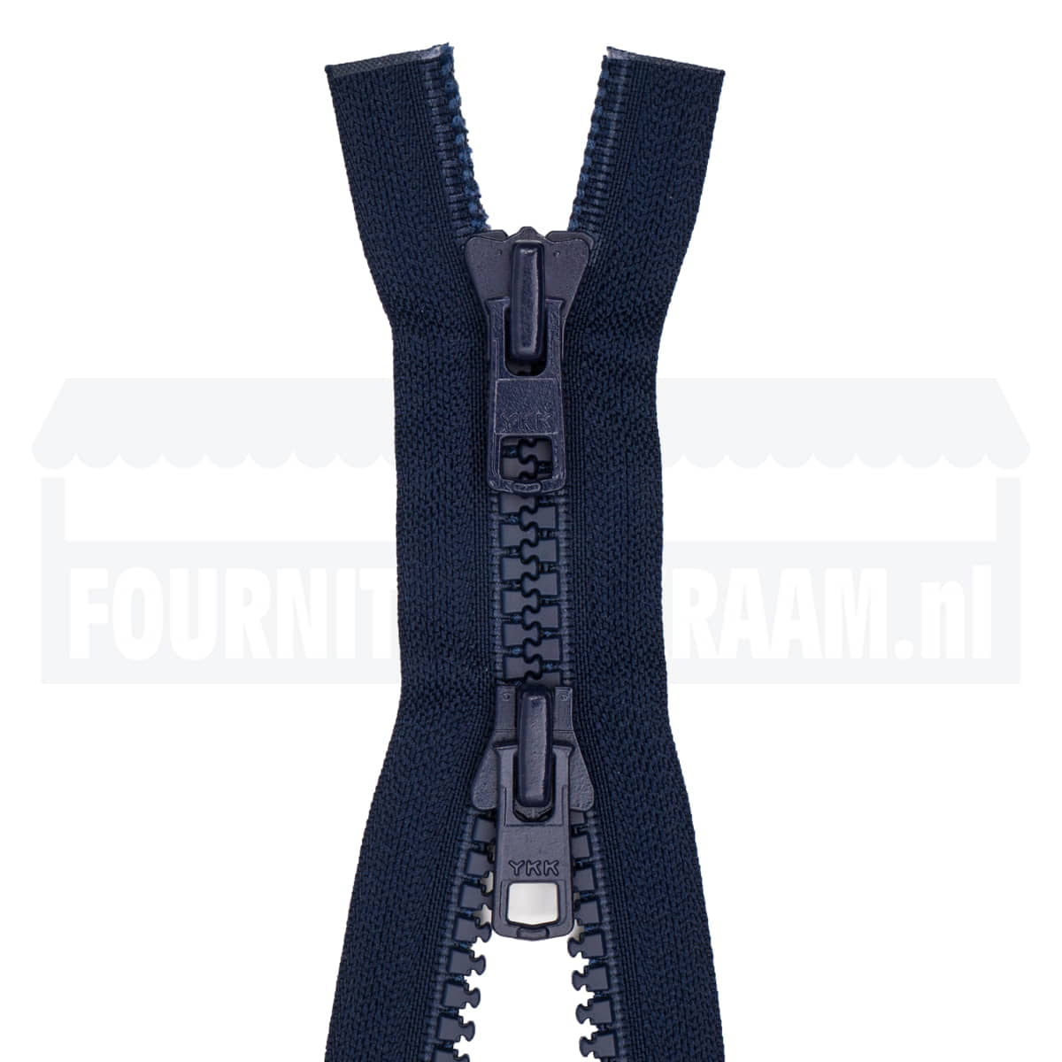 Rits dubbel deelbaar | YKK | plastic 8 | 75 cm | 058 donkerblauw Dubbel Deelbare Rits YKK - DD - 8MM - 75CM - 058 - DONKERBLAUW