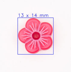 Rode Bloemvormige Knoop met Witte Accenten 13x14mm Knopen KNP00027