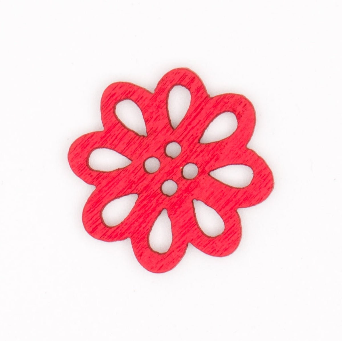 Rode Houten Bloem Knoop 20x21 mm Knopen KNP00077