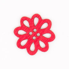 Rode Houten Bloem Knoop 20x21 mm Knopen KNP00077