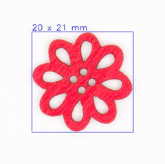 Rode Houten Bloem Knoop 20x21 mm Knopen KNP00077