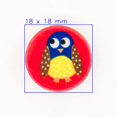 Rode Uil Knoop met Patroon 18x18mm Knopen KNP00087