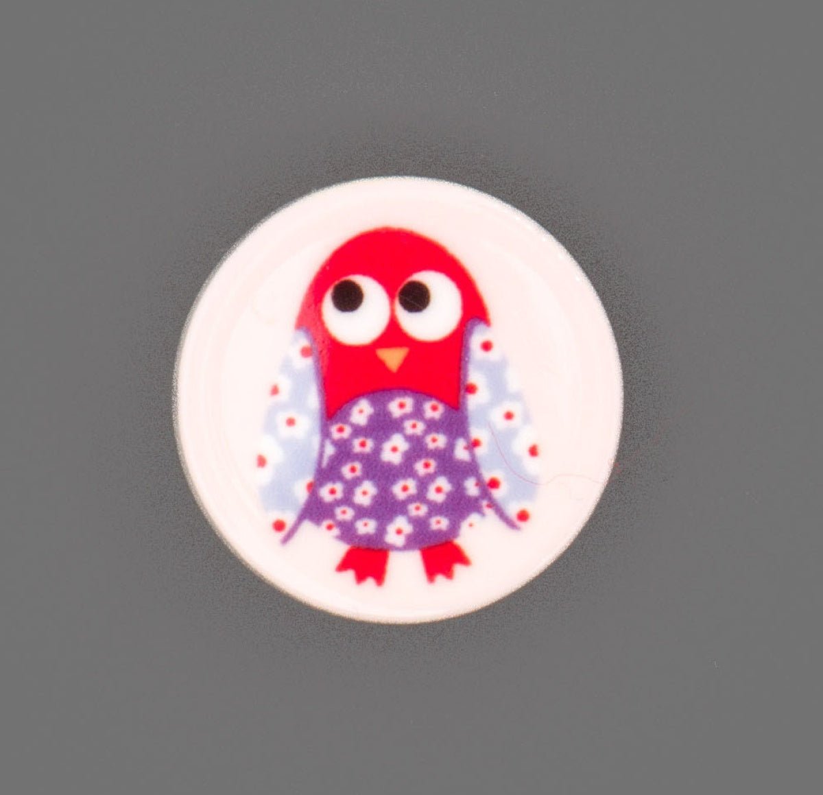 Rode Uil Knoop met Patroon 19x18mm Knopen KNP00103