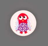 Rode Uil Knoop met Patroon 19x18mm Knopen KNP00103