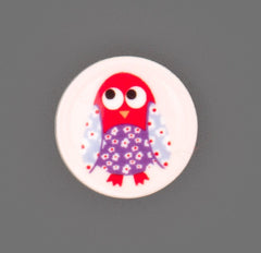 Rode Uil Knoop met Patroon 19x18mm Knopen KNP00103