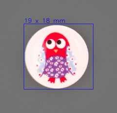 Rode Uil Knoop met Patroon 19x18mm Knopen KNP00103