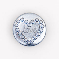 Romantische Zilveren Metalen Knoop 'Love' 18x18 mm Knopen KNP00149