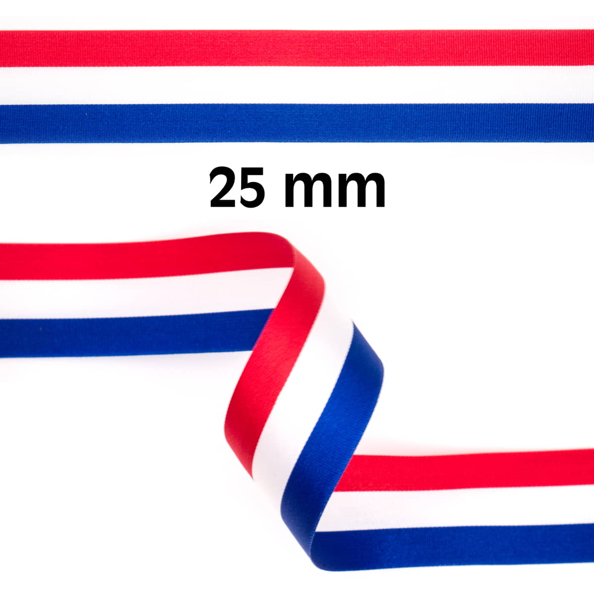 Rood wit blauw lint | 25 mm | per meter Lint RWBLINT - 25MM - PM