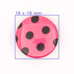 Roze Knoop met Zwarte Stippen 19x19mm Knopen KNP00080