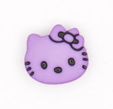 Schattige Paarse Kattenknoop met Strik - 18x17 mm Knopen KNP00045