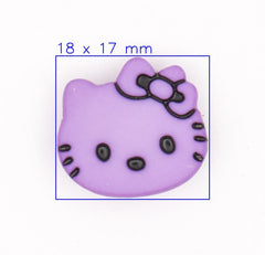 Schattige Paarse Kattenknoop met Strik - 18x17 mm Knopen KNP00045