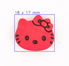 Schattige Rode Poesjesknoop met Strik - 18x17 mm Knopen KNP00076