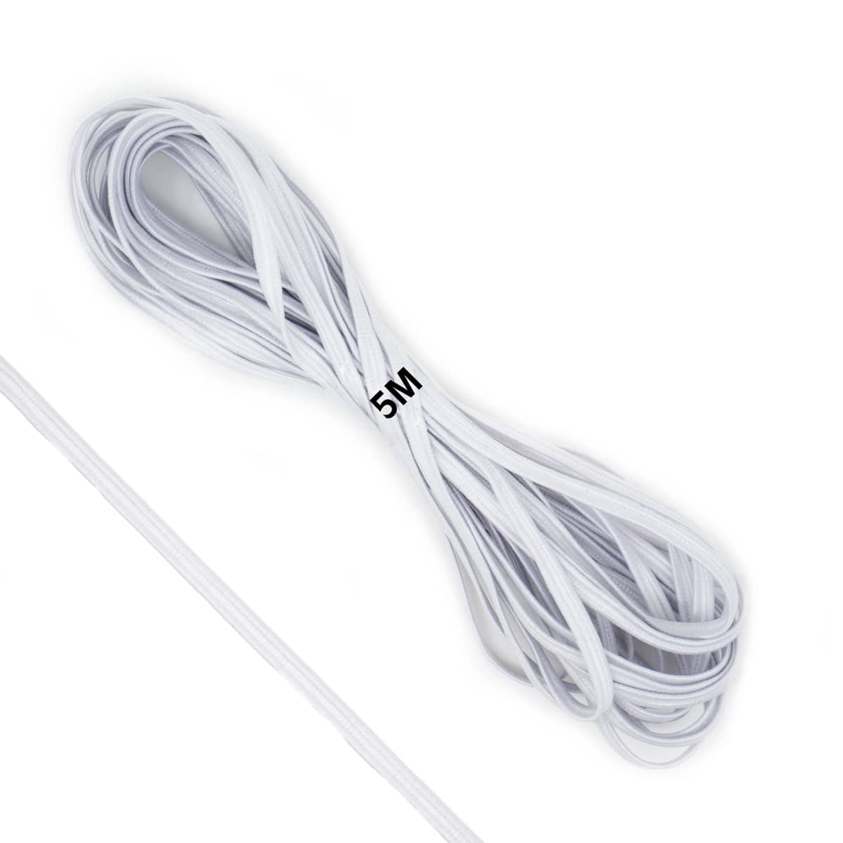 Soutache elastiek 4 mm breed wit - 5 meter Elastiek ELASTIEK - SOUTACHE - 4MM - WIT - 5M