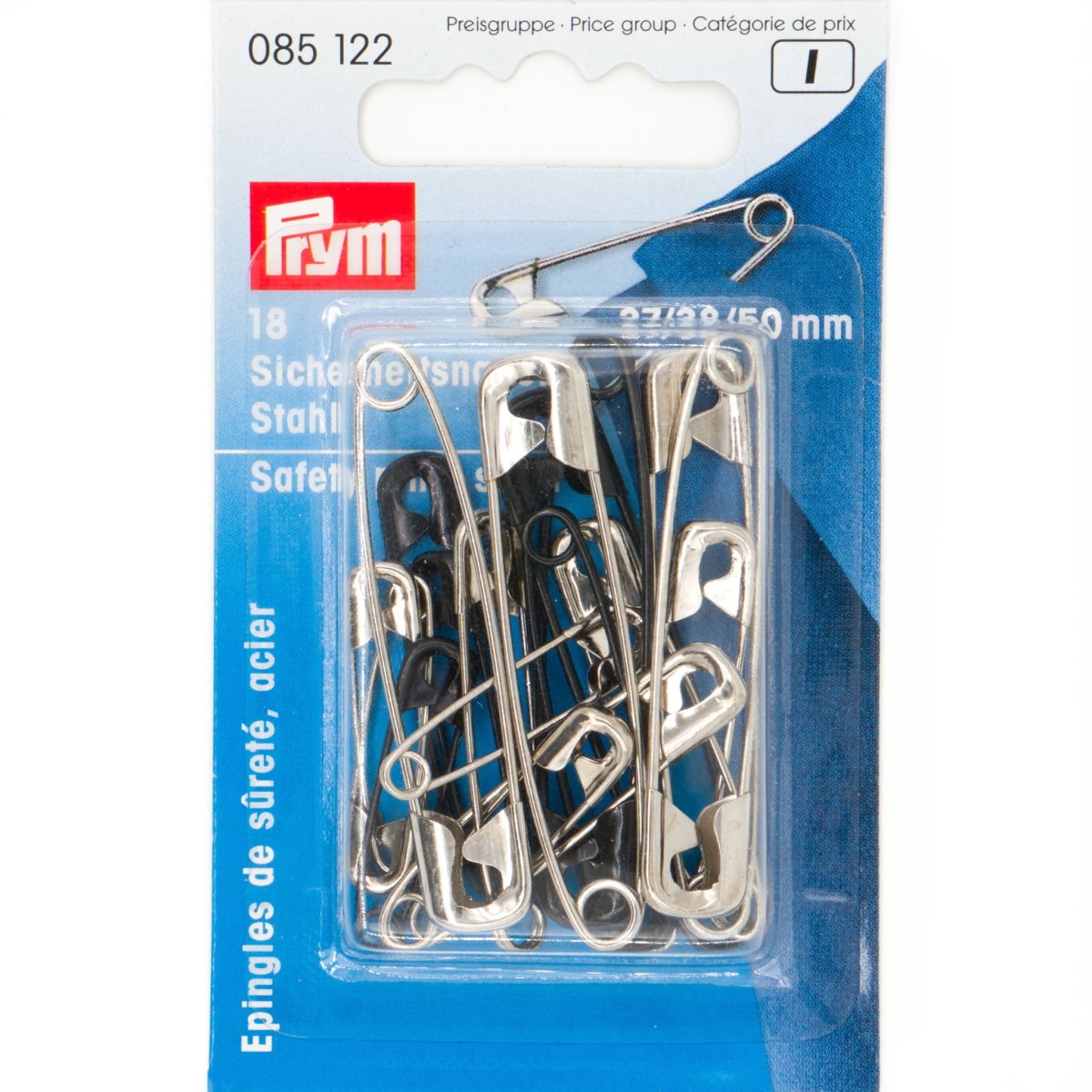 Veiligheidsspelden zilver en zwart Prym 27 - 38 - 50mm 18stuks 085122 Veiligheidsspelden PRY085122 4002270851227