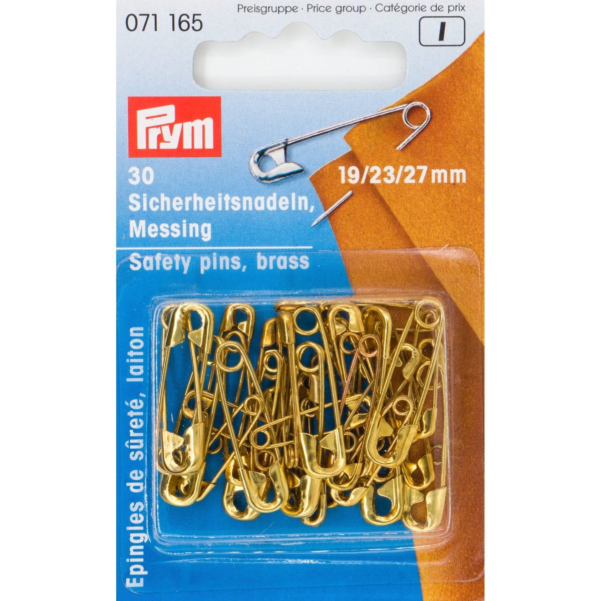 Veiligheidsspelden messing Prym 19 - 23 - 27mm 30 stuks 071165 Veiligheidsspelden PRM071165 4002271071165