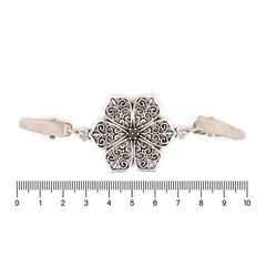 Vestsluiting zilver bloem met klemmetjes 97x32mm Vestsluiting VESTSLUITING - ZILVER - BLOEM