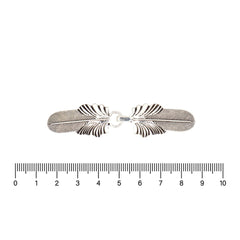 Vestsluiting zilver elegante veren met haak en oog 70x20mm Vestsluiting VSL00005