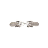 Elegant silver feather clasp with hook and eye closure, detailed metal design, VSL00005