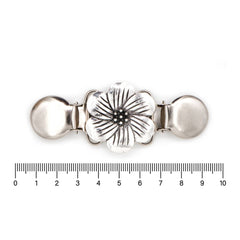 Vestsluiting zilver roos met clips 85x35mm Vestsluiting VESTSLUITING - METAAL - ROOS - CLIP