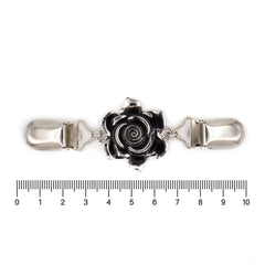 Vestsluiting zilver roos met clips 97x32mm Vestsluiting VSL00002