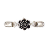 Silver rose vest clip with detailed petals and two silver clips, VSL00002