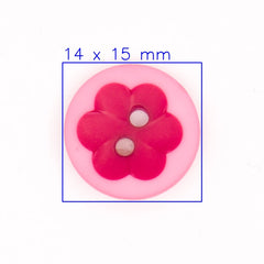 Vrolijke Roze Knoop met Rode Bloem - 14x15 mm Knopen KNP00081