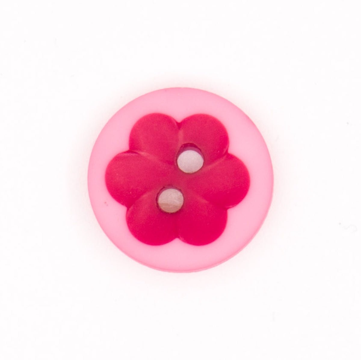 Vrolijke Roze Knoop met Rode Bloem - 14x15 mm Knopen KNP00081