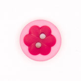 Vrolijke Roze Knoop met Rode Bloem - 14x15 mm Knopen KNP00081