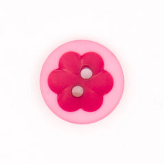 Vrolijke Roze Knoop met Rode Bloem - 14x15 mm Knopen KNP00081