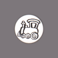 Witte Knoop met Locomotief Design Knopen KNP00006