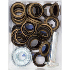 Zeilringen brons 11mm 15 stuks met stempel gereedschap Zeilringen - Nestelringen ZEILRING - FK - 11 - BRONS