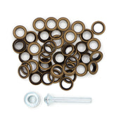 Zeilringen brons 8mm 24 stuks met stempel gereedschap Zeilringen - Nestelringen ZEILRING - FK - 8 - BRONS