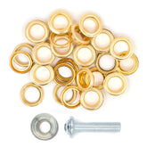 Zeilringen goud 11mm 15 stuks met stempel gereedschap Zeilringen - Nestelringen ZEILRING - FK - 11 - GOUD