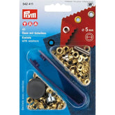 Zeilringen Prym messing goud 5mm 40 stuks met stempels Zeilringen - Nestelringen PRYM - 542411 4002275424112