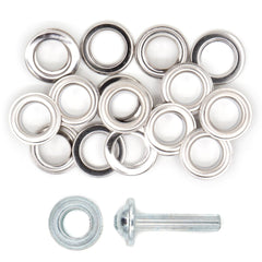 Zeilringen zilver 14mm 10 stuks met stempel gereedschap Zeilringen - Nestelringen ZEILRING - FK - 14 - ZILVER