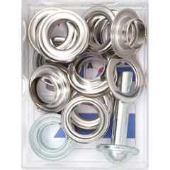 Zeilringen zilver 14mm 10 stuks met stempel gereedschap Zeilringen - Nestelringen ZEILRING - FK - 14 - ZILVER