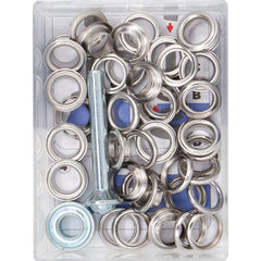 Nestels zilver 8mm 24 stuks met stempel gereedschap Zeilringen - Nestelringen ZEILRING - FK - 8 - ZILVER