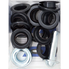 Zeilringen zwart 14mm 10 stuks met stempel gereedschap Zeilringen - Nestelringen ZEILRING - FK - 14 - ZWART NSL00008