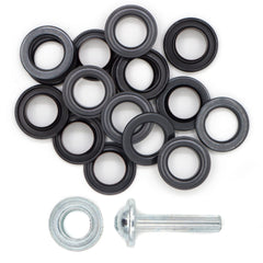 Zeilringen zwart 14mm 10 stuks met stempel gereedschap Zeilringen - Nestelringen ZEILRING - FK - 14 - ZWART NSL00008