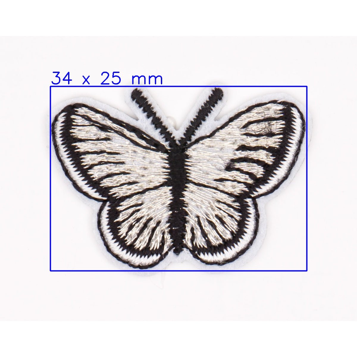 Zwart - Witte Vlinder Strijkapplicatie Applicatie HKM30563 - 1SB