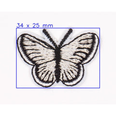 Zwart - Witte Vlinder Strijkapplicatie Applicatie HKM30563 - 1SB