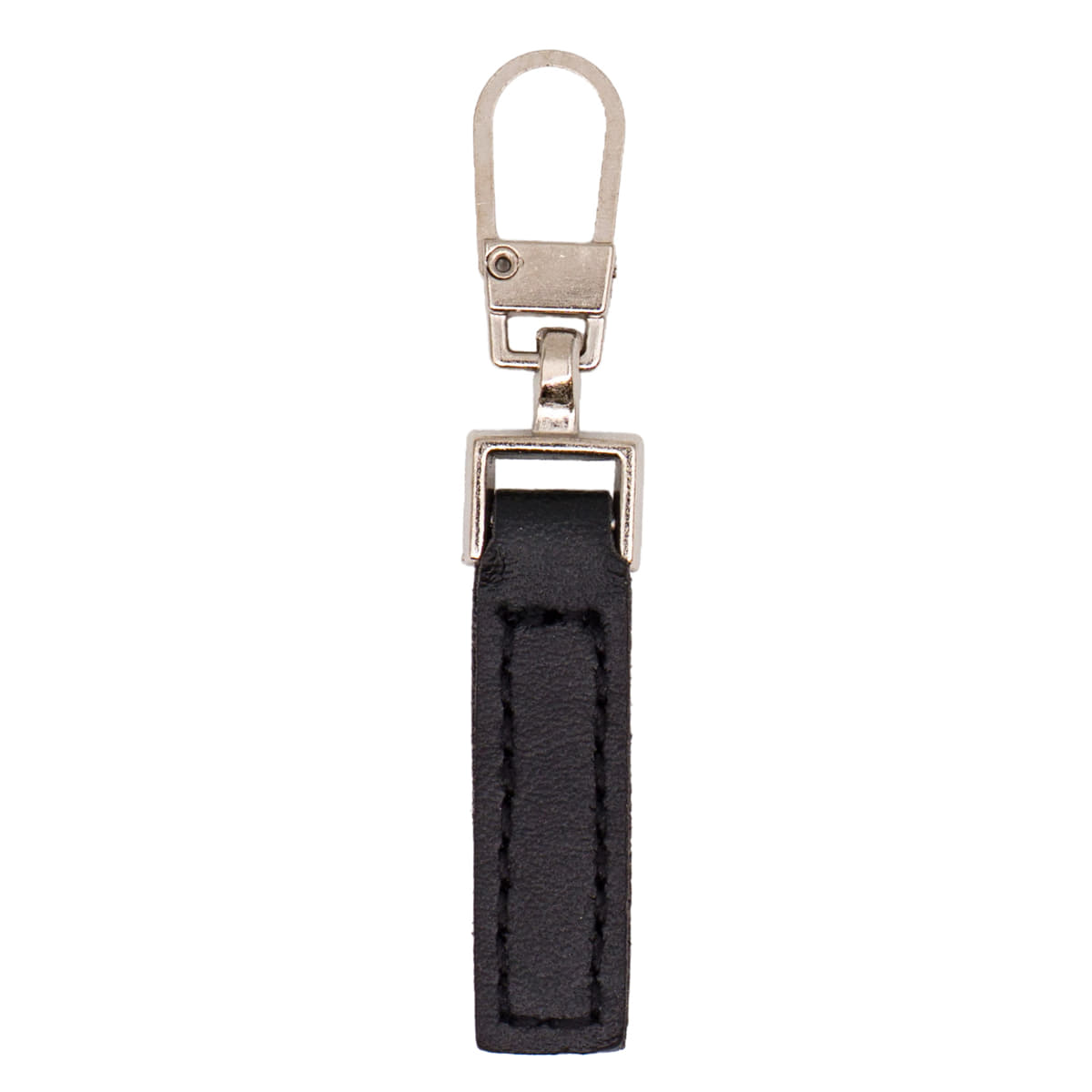 Ritstrekker zilver met zwart leer