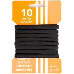 Directoire Elastiek | 6 mm zwart | 10 Meter Elastiek DIRECTOIRE-ELASTIEK-6MM-10M-ZWART