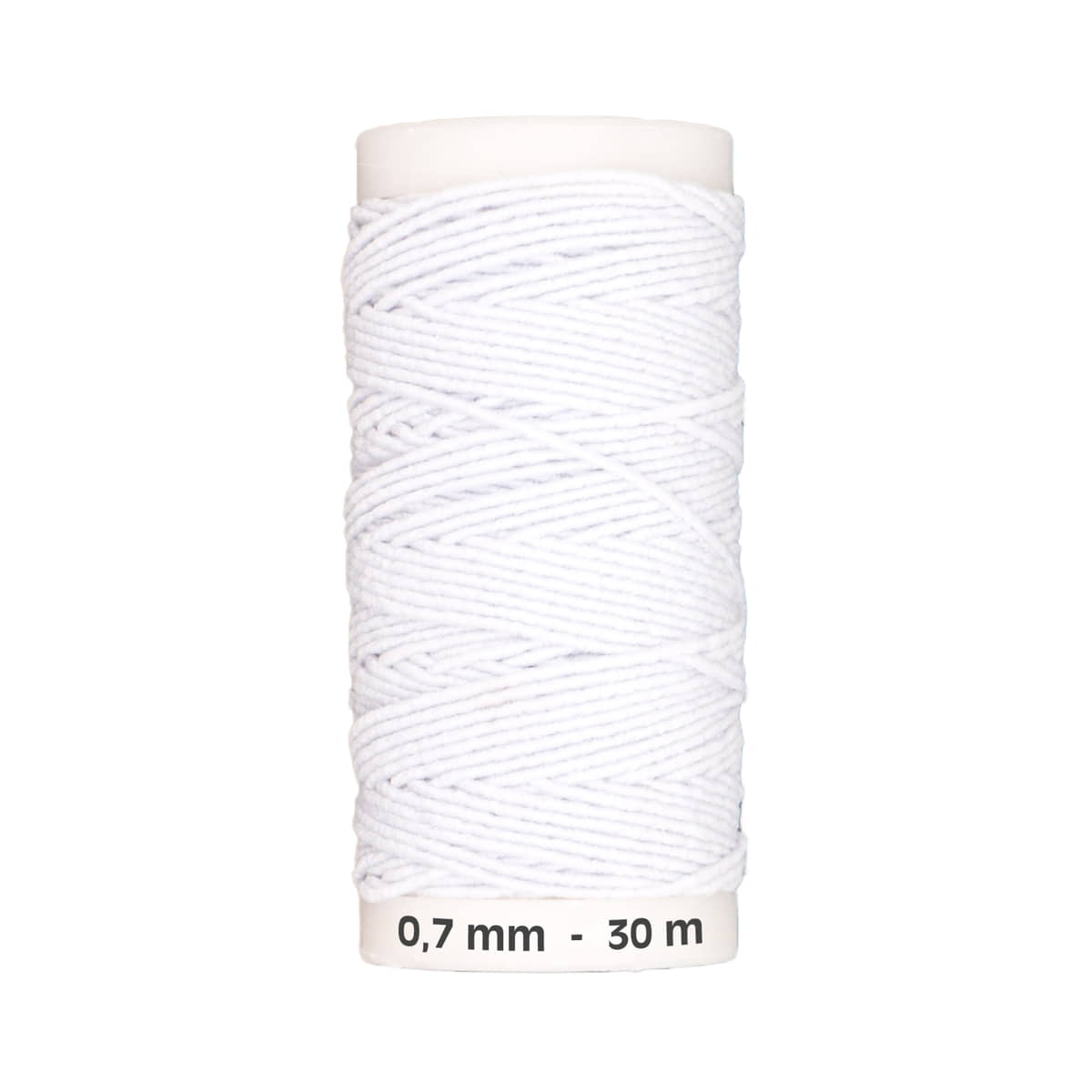 Elastisch garen - rimpel elastiek | 0,7 mm | 30 meter | wit Elastisch naaigaren RIMPEL - ELASTIEK - 07 - 30M - WIT