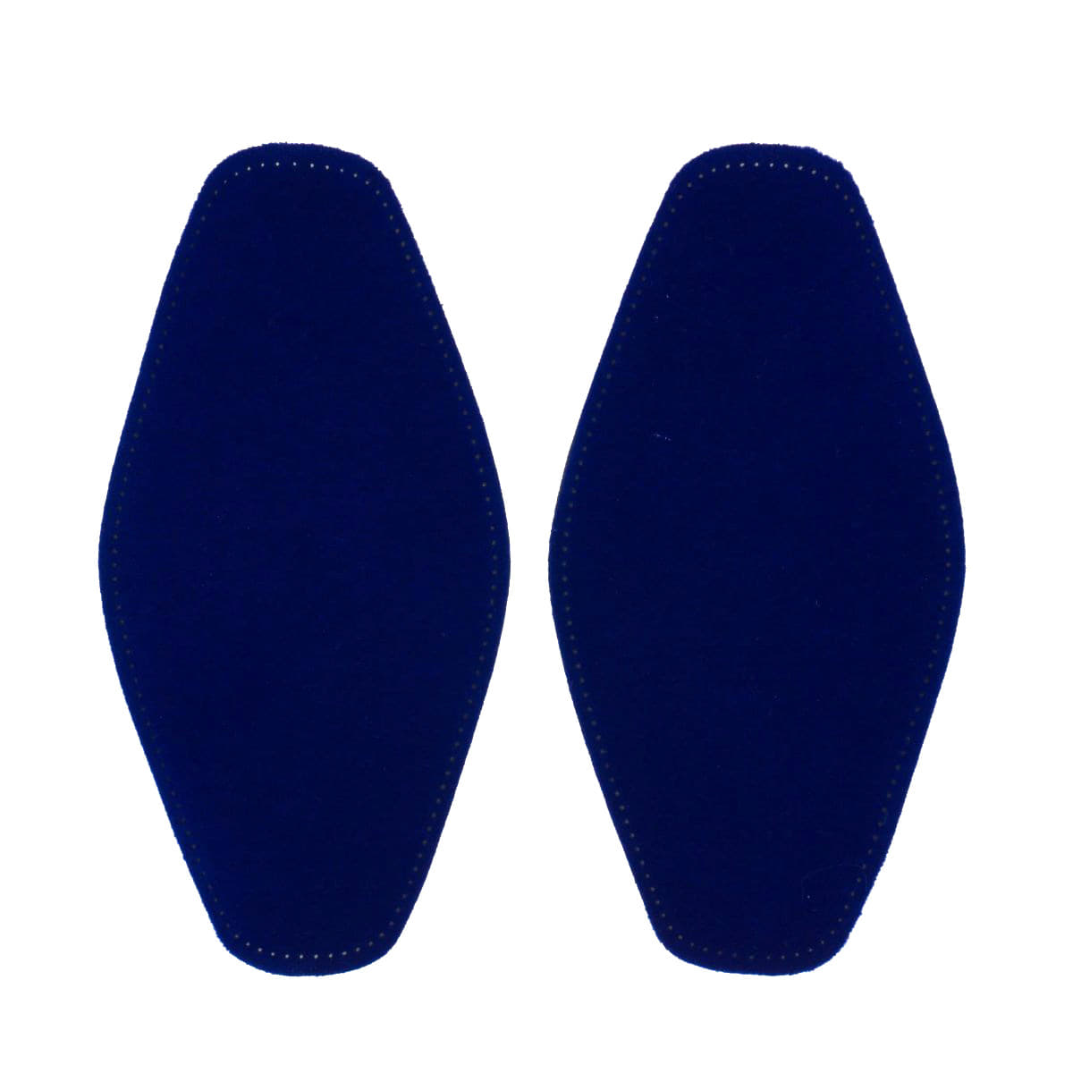 Twee donkerblauwe, ovale strijkpatches voor ellebogen van katoen met gestikte randen. 4052200000000