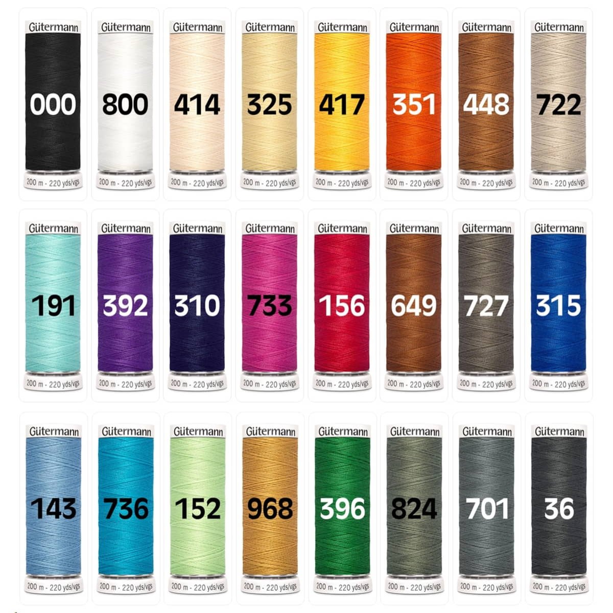 Gutermann basis set | 24x 200 meter naaigaren set GM - BASIS - 24X - 200 - SET